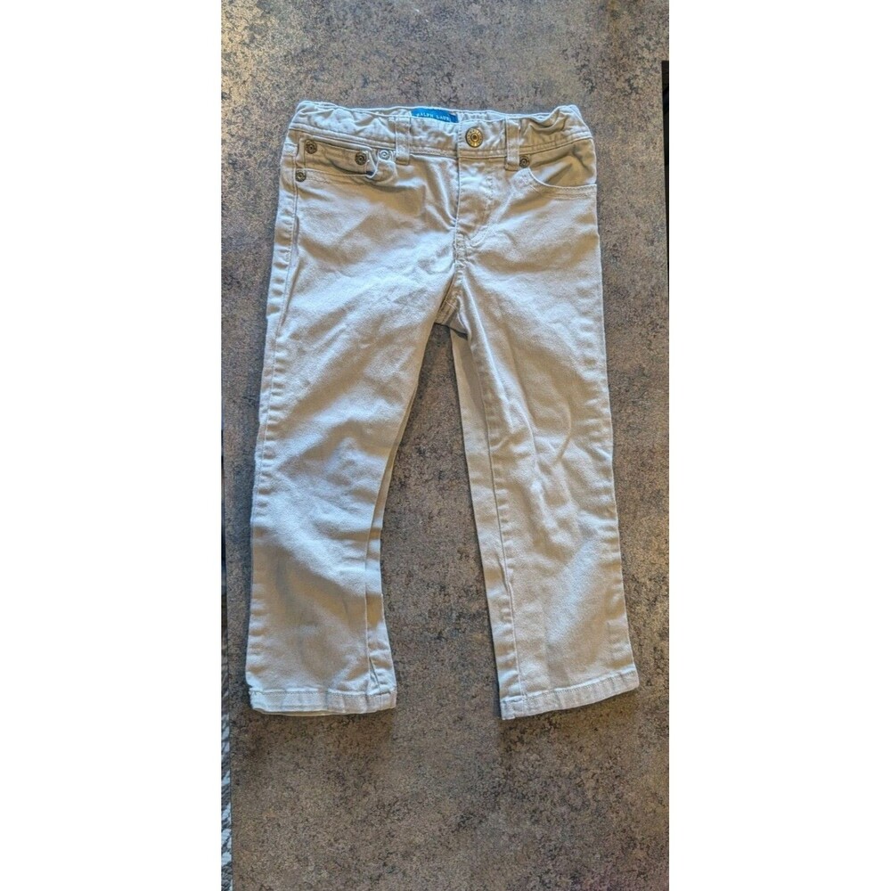 EUC Polo Ralph Lauren Pants Youth Kids 5 Khaki Chino Flat Front Straight Cotton